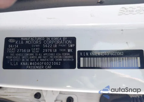 2015 Kia K900 Luxury from USA, damaged, VIN KNALW4D40F6021062